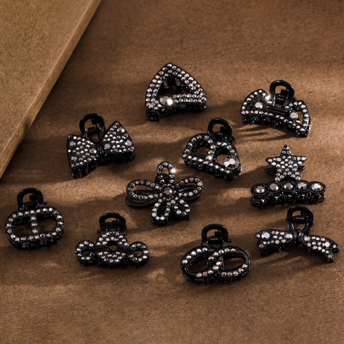 金属枪黑水晶小抓夹网红轻奢流海夹发夹小号珍珠侧边边夹发卡发饰