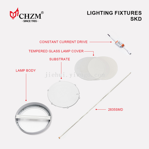 chzm surface mounted concealed skdckd panel light square round parts