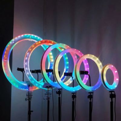 Double-Sided Luminous Live Streaming Lighting Lamp Crystal Beauty Lamp RGB Horse Running Light New Live Broadcast Fluorescent Fixture 8-Inch 10-Inch 18-Inch