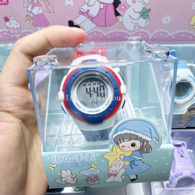 School Hot Sale New Korean Style Small Children's Sports Electronic Watch Ins Boys and Girls Watch