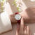 Latest Fashion Numbers Surface Elastic Band Quartz Watch Popular Simplicity Leaves Pattern Women's Watch Spring Watch