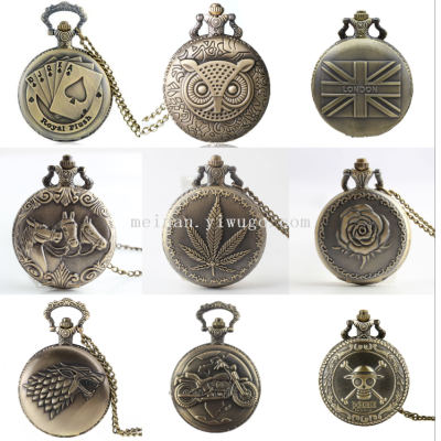 Factory Direct Sales Retro Clamshell Pocket Watch Bronze Pocket Watch Travel More than Commemorative Watch 