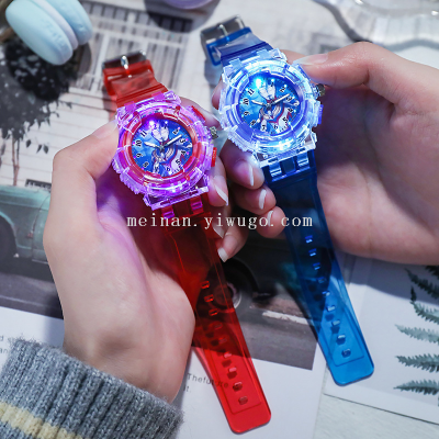 New LED Luminous Children's Watch Cartoon Animation Primary School Student Watch with Light Mixed Color Wholesale