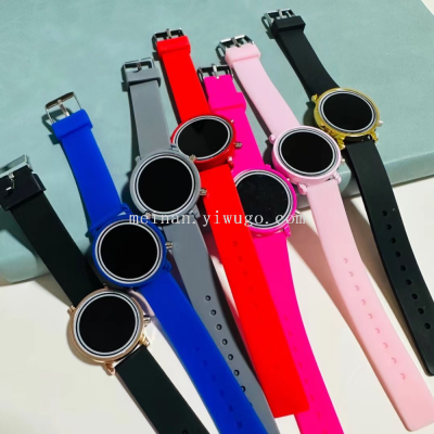 New Candy Color Led Children's Watch round Primary School Student Button Digital Watch Mixed Color Wholesale
