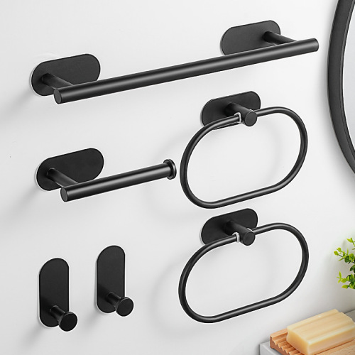 跨境免钉毛巾架套装浴室卫生间毛巾杆毛巾环单杆挂钩纸巾架挂架