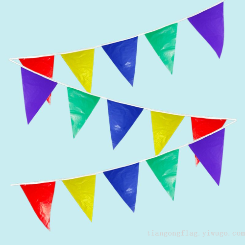 彩旗三角旗生日派对布置用品PE节日拉旗串旗活动装饰品三角彩旗