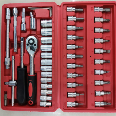 46pc Set of Tools 1/4 Sleeve Auto Maintenance Auto Repair Small Flying Ratchet Wrench Bit Connecting Rod Hardware Tools
