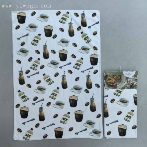 数码印花茶巾超细纤维厨房毛巾抹布洗碗巾外贸跨境圣诞节厂家定制