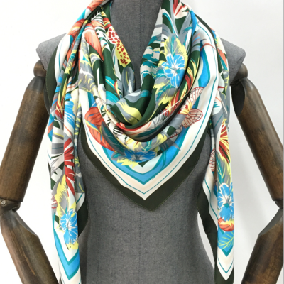 51”Women's Sun-Proof Shawl Scarf Beach Wrap Leaf Pattren Printed Silk Feeling Scarf Large kerchief 