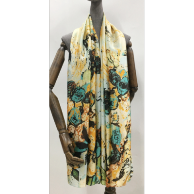 70"X 35" Women Long Scarf  Floral Patterned Lightweight Shawl Twill Satin Polyester Silk Feeling Hair Wrapping Scarfs