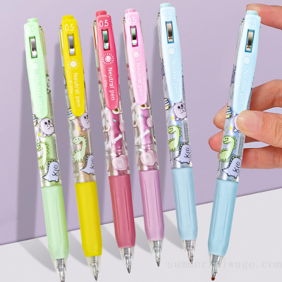 Cartoon Pressing Pen Good-looking Cute Elementary School Student Hand Account Push Gel Pen Push Ins Style Ballpoint Pen