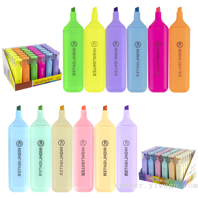 Soft Head Fluorescent Pen 12 Color Light Color Series Notes Marker Marking Pen College Students Stationery Yingguang 