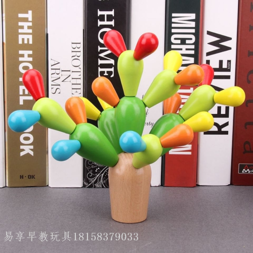 wooden variety cactus tree children‘s early education enlightenment creative assembling building blocks 0-6 years old variety educational toys teaching