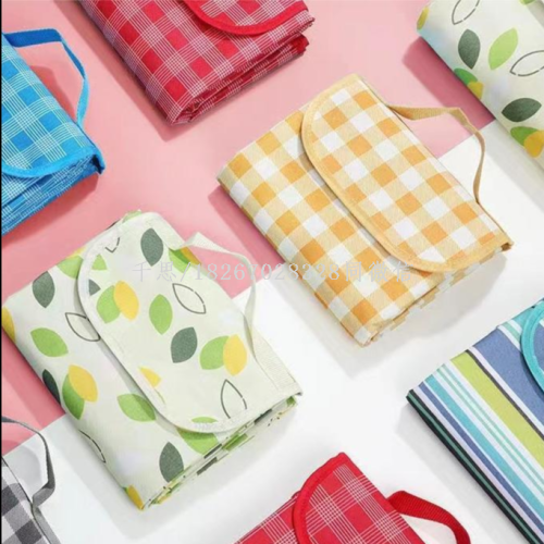 qiansi internet celebrity waterproof plaid folding picnic mat outdoor picnic mat moisture-proof mat non-woven picnic mat ins