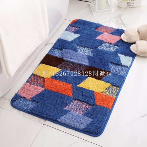 Qiansi Door Dust Mat Door Mat Bathroom Bathroom Absorbent Non-Slip Double-Layer Flocking Home Bedroom Carpet