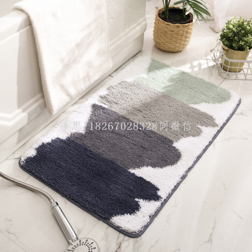 qiansi cross-border new simple nordic flocking carpet door bedroom bathroom absorbent non-slip foot mat delivery