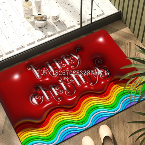 Qiansi 3D Floor Mat Expansion Christmas Home Bathroom Entrance Bathroom Non-Slip Mat Hydrophilic Pad Ins Wind Absorbent