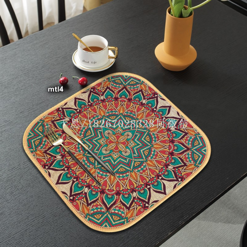 Qiansi Linen Draining Bohemian Mat Non-Slip Placemat Heat Proof Mat Coasters Home round Teacup Mat Dining Table Cushion