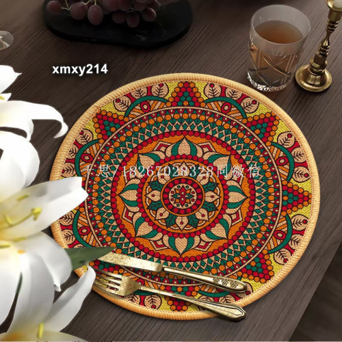 qiansi ins nordic style western non-slip placemat insulation mat bowl mat home round tea cup mat table mat
