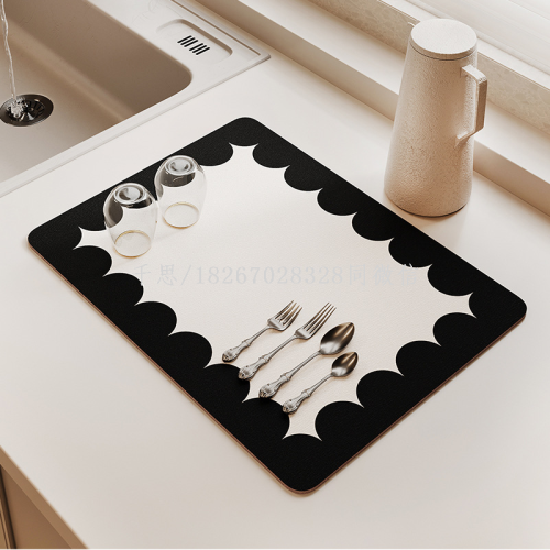 Qiansi Dining Table Anti-Scald Thermal Pad Quick-Drying Kitchen Water Draining Pad Diatom Ooze Nordic Cream Style Table Top Hydrophilic Pad
