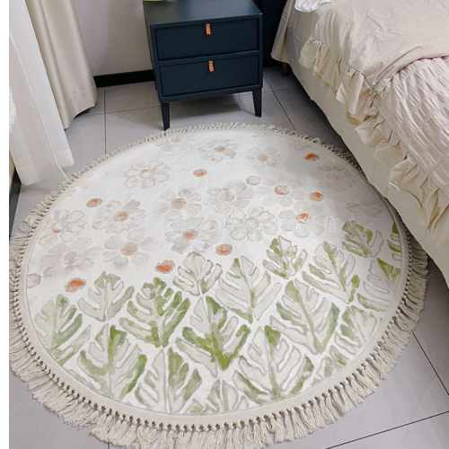qiansi ins style balcony pastoral girl makeup chair bedside blanket study mat tassel floor mat round carpet bedroom