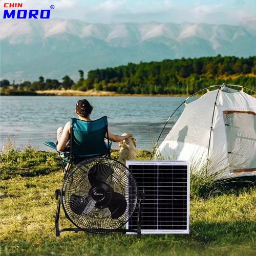 太阳能电风扇便携式充电风扇家用户外室内两用款落地扇应急