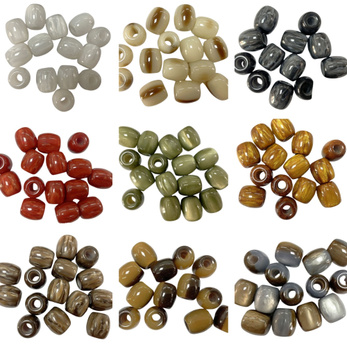 新款16*17mm树脂大孔珠光diy串珠项链绳扣服饰包链头饰发绳挂配件