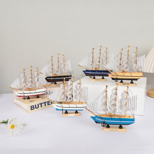 一帆风顺铁帆船模型礼物实木质小船摆件客厅酒柜电视柜装饰工艺品