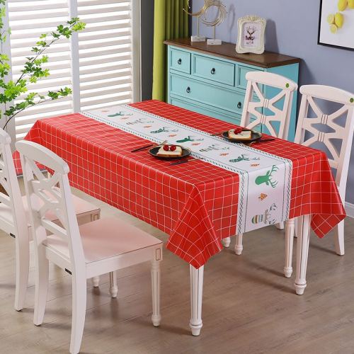 Christmas Tablecloth PE Christmas Tablecloth Waterproof and Stain-Proof Clean Recycling 137 * 183cm