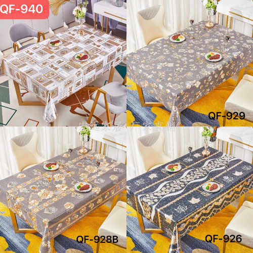 [Hongyuan] QF Series Tablecloth Home Decorative Waterproof PVC Tablecloth Tablecloth Oil-Proof Disposable Tableclothes