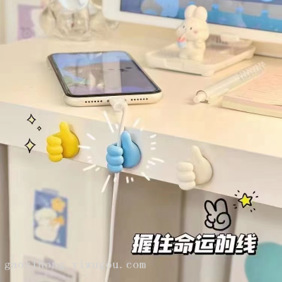 Cute Cartoon Finger Headset Winder Data Cable Organizing Storage Buckle Cord Manager Portable Coil Storage Line
