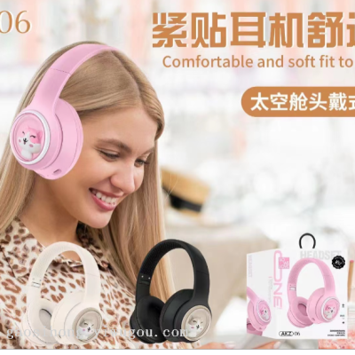 Wireless Bluetooth Headphone Head-Mounted Girls New Cartoon Cute Computer Desktop Headset Sports Noise-Canceling