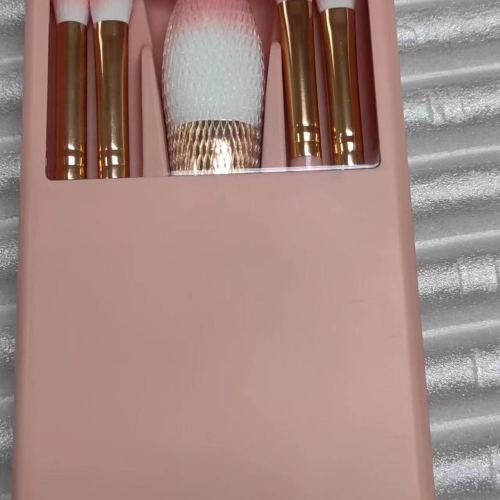 5 Mirror Case Makeup Brushes， Powder Brush Eye Shadow Brush Lip Brush
