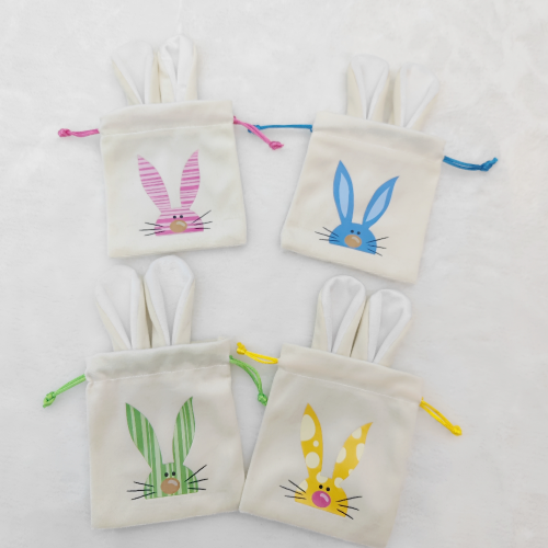 可爱兔子绒布袋复活节礼物包装袋布袋糖果袋拉绳袋束口袋