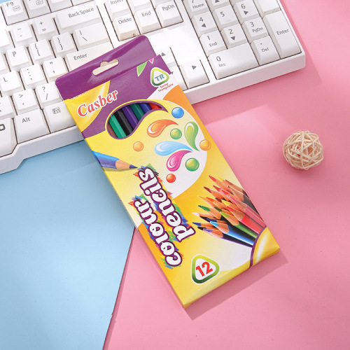 卡诗博12色环保不易断彩色铅笔彩铅创意绘画免削铅笔盒装定制款