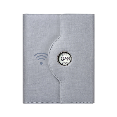 E2 Multifunctional Charging Notebook Meeting Notepad round Clock Wireless Charging Notebook Business Gift.