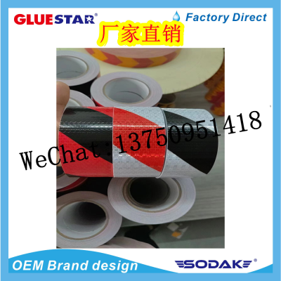 Reflective Adhesive Tape Truck Reflective Sticker Body Red and White Crystal Color Lattice Reflective Film Reflective Stripe Warning Anti-Collision Reflective Adhesive Tape 