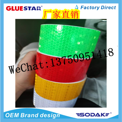 Honeycomb Reflective Adhesive Tape Solid Color Lattice Reflective Sticker Night Fluorescent Warning Tape Body Reflective Film Reflective Sticker