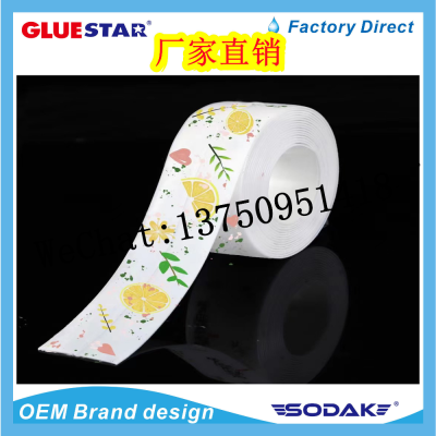 Acrylic Glue Sink Water Blocking Strip Mildew-Proof Beauty Seam Stickers Self-Adhesive Happy Day Kitchen Stove Waterproof Oil-Proof Stickers