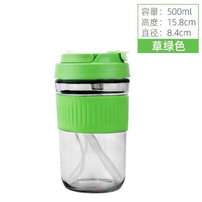 Glass Water Cup Straw Portable Direct Drink New Summer Large Capacity Double Drink Good-looking Coffee Cup Heat Insulation
