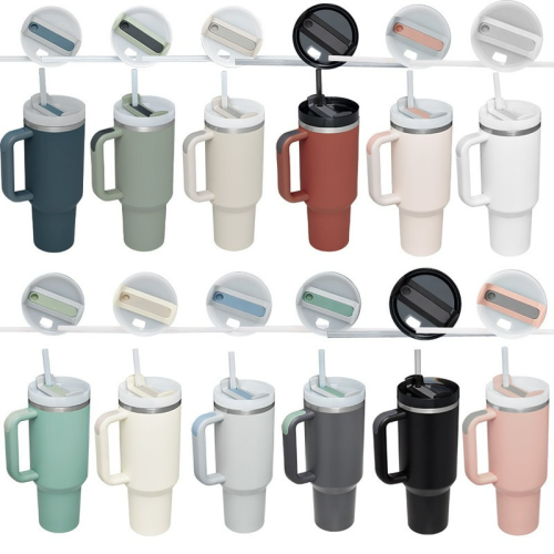 cup 40oz handle large ice cup handle stainless steel heat and cold insulation cup outdoor cup with straw car water cup