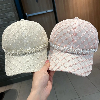 Summer New Breathable Net Cap Women's Diamond Baseball Cap Korean Fashion Sun-Proof Sun Hat RhinestoneSun-ProofPeakedCap