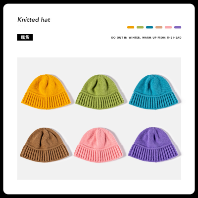 2023 New Winter Knitting Fisherman Hat Pure Color All-Matching Knitted Wool Bucket Hat Source Factory in Stock Wholesale