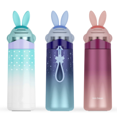 Gradient Colorful Rabbit Thermos Cup Cute Male and Female Students with Rope Handle Water Cup