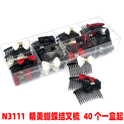 N3111 Exquisite Bow Hairclip Comb New Broken Hair Organize Fantastic Hair Comb Hair Comb Clip Yiwu Small Commodity