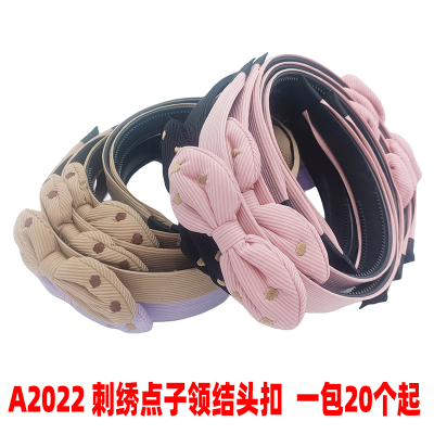 A2022 Embroidery Point Bow Tie Head Buckle Hair Hoop Female 2023 New Face Wash Makeup Apply a Facial Mask Special