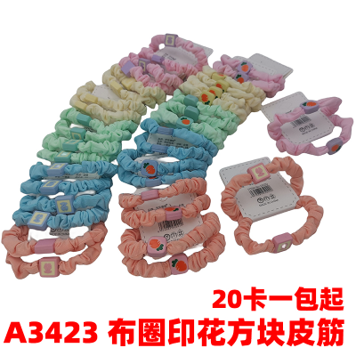 A3423 Released Circle Printed Square Rubber Band High Elastic Headband Hair Band Hair Ties/Hair Bands 2 Yuan Shop Two Yuan