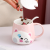 Cartoon Super Cute Cute Girl Heart with Cover with Spoon Men and Women Student Household Breakfast Milk Drinking Ceramic Mug