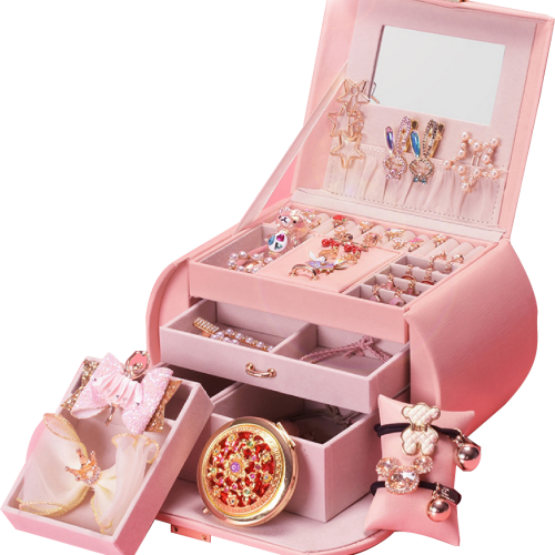 新款带手表枕项链首饰品耳环耳钉饰品高档精致黄金收纳盒