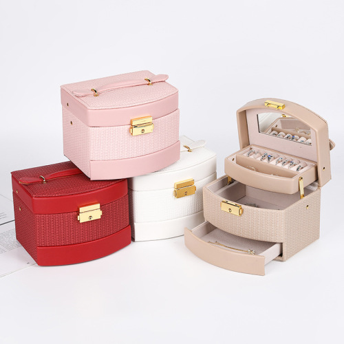 多层珠宝饰品收纳盒 PU皮革首饰盒 大容量耳钉耳环饰品盒批发